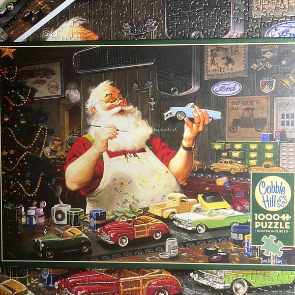 Cobble Hill Other - 🧩 1000 piece Cobble Hill “Santa Painting Cars” Poster included and complete.